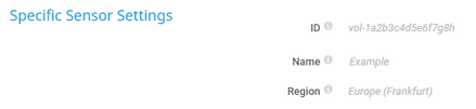 Specific Sensor Settings Specific Sensor Settings